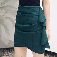 ruffled womens summer 2021 sexy high waist and thin hip skirt tight fitting irregular plaid one step harajuku skirt