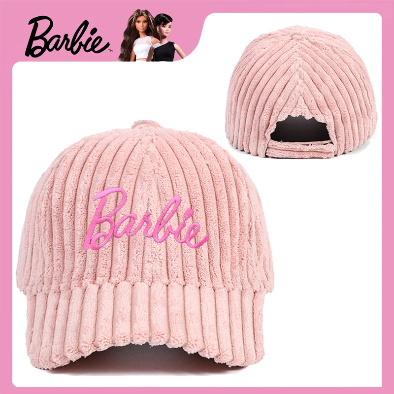 

New Kawaii Barbie European and American Corduroy Baseball Cap Autumn Cute Girls Y2K Outdoor Warm and Versatile Fashion Item Gift