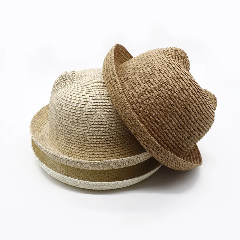 

Korean Parent-child Cute Woven Straw Hat Children's Outdoor Outing Cub Sun Hat 3-8Y Student Kids