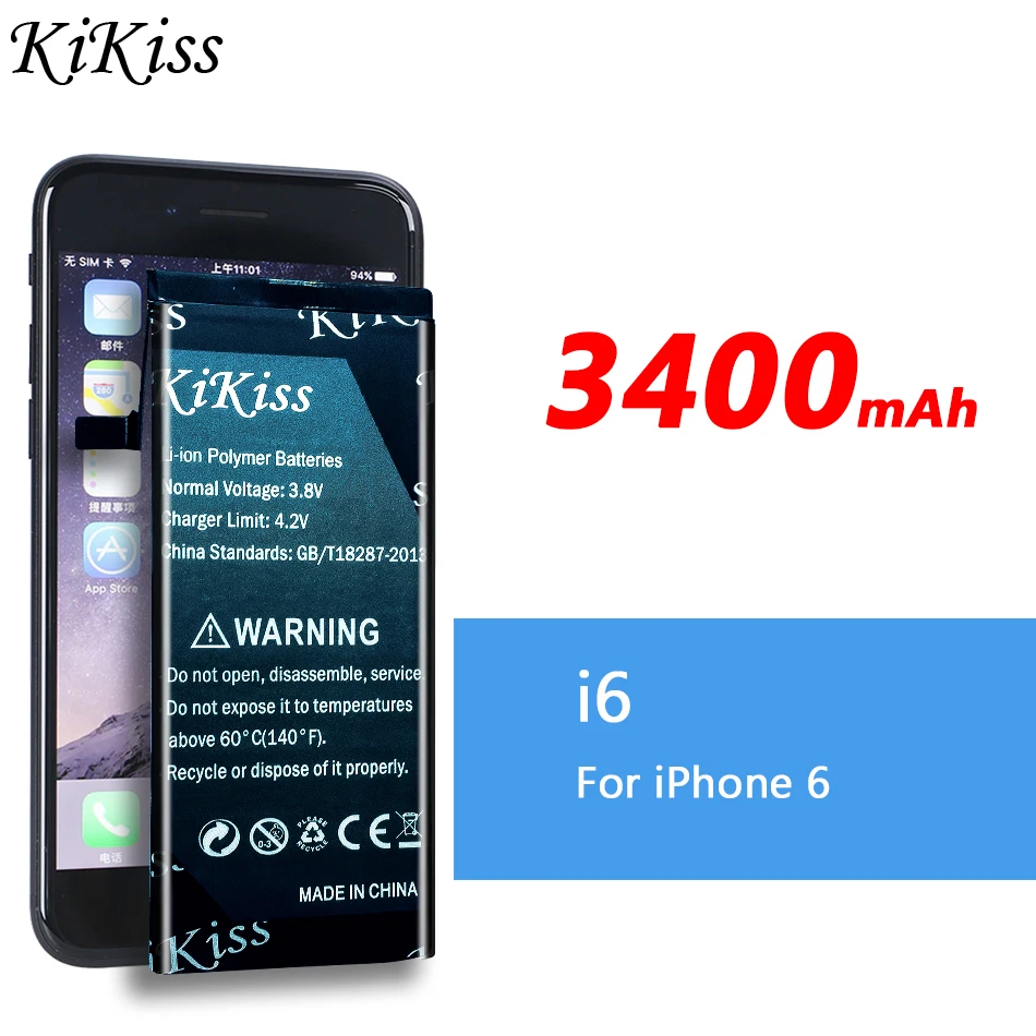 

KiKiss for iPhone 6 Batteries 3400mAh High Capacity Replacement Compatible Battery for iPhone6 with Free Repair Tools Kit
