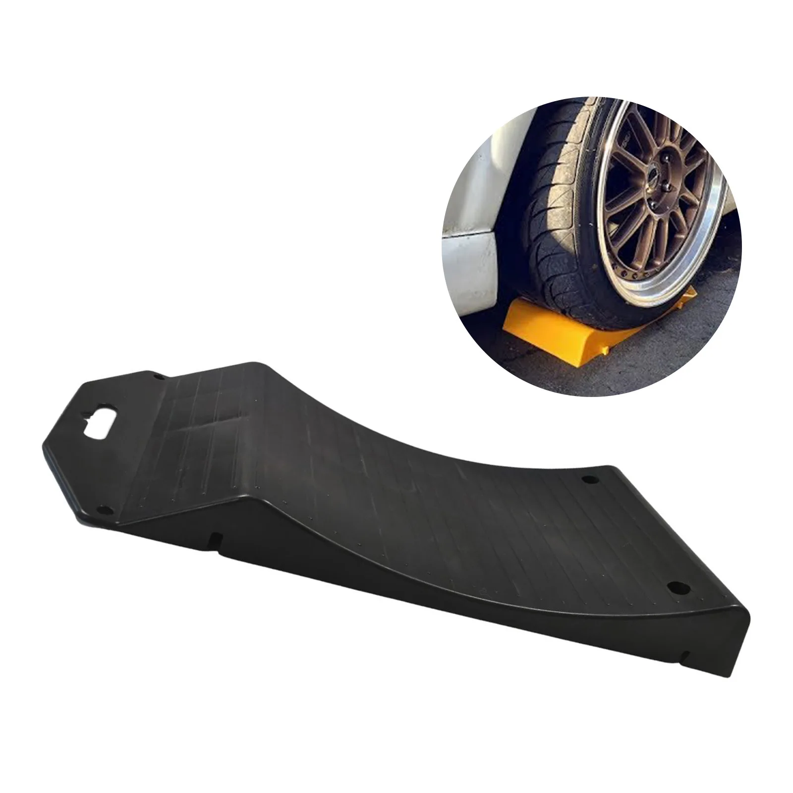 

2 Pcs Tire Protector Ramp Vehicle Storage Ramp Group Curve Low Profile Ramp Car Anti slip Tire Pad Block RV Outdoor Accessories