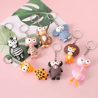 1pc new cartoon animal keychain cute big eyes giraffe lion keychain bag car pendant key ring fashion small gifts