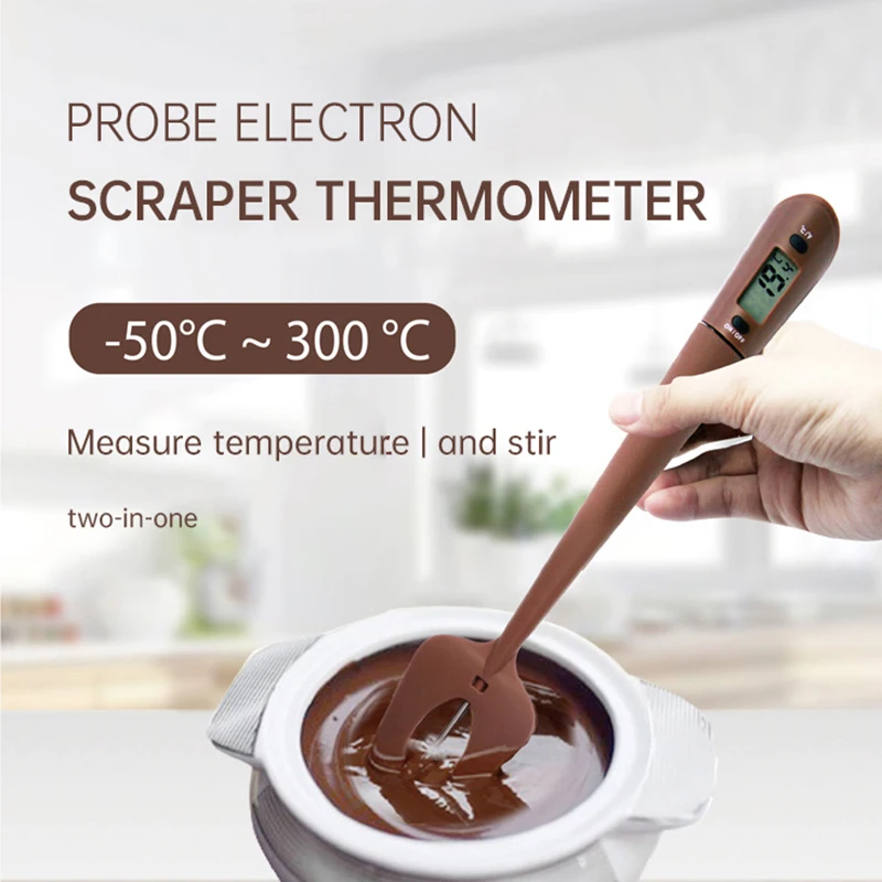 

Digital Cooking Thermometer Double Use Silicone Scraper Spatula Safety Cooking Food BBQ Meat Thermometer Baking Tool