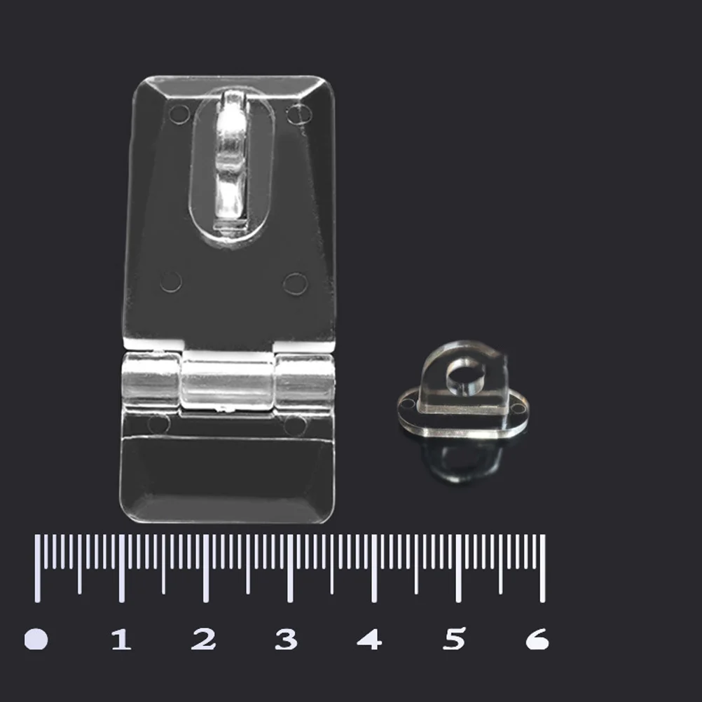

10 Sets Transparent Lock Staple Gate Hasp Latch Door Cabinet Hinges Clear Plastic Locks Padlock DIY PC Latches Child Mini