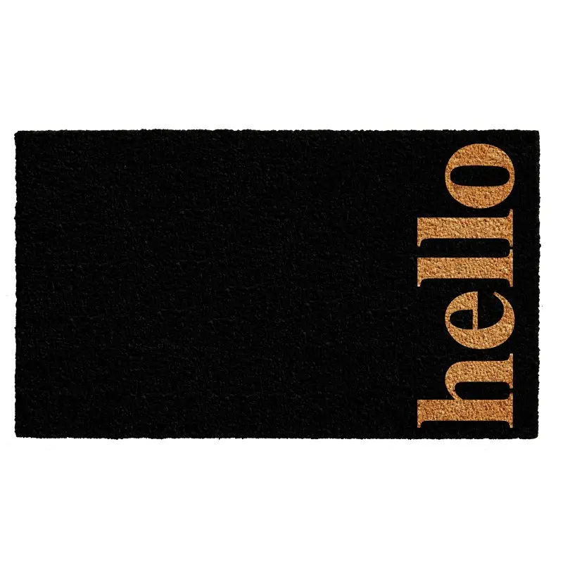 

Welcome Your Guests with Chic, Durable, Black 24" x 36" Vertical Coir Mills Outdoor Hello Doormat - Style and Elegance for Your