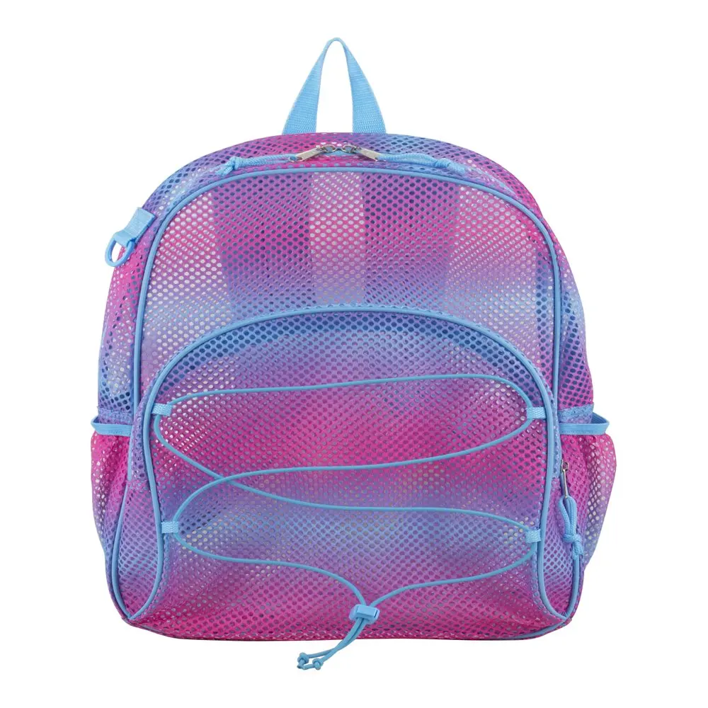 Unisex Mesh Bungee Backpack with Padded Shoulder Straps, Pink Blue