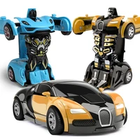 one key deformation car toys automatic transform robot plastic inertia model car vehicle diecasts toy boy gift children kids toy