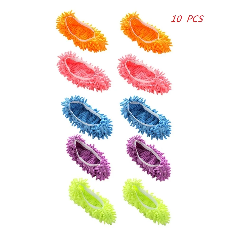 

10PCS Chenille Dust Mop Slippers Foot Socks Mop Caps Multi-Function Floor Cleaning Lazy Shoe Covers Dust Hair Cleaner