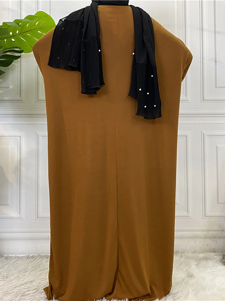 Сплошной цвет хлопковое исламское женское молитвенное платье мусульманское