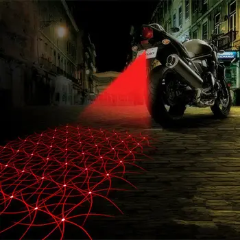 Cool Motorcycle Tail Warning Light Laser Fog Lamps Waterproof Moto Rear Braking Reversing Lights Driving Safety Motorbike Refit 1