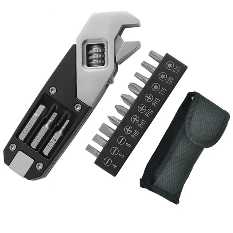 

Регулируемый гаечный ключ со сменной головкой отвертки портативный набор инструментов для дома с сумкой для хранения