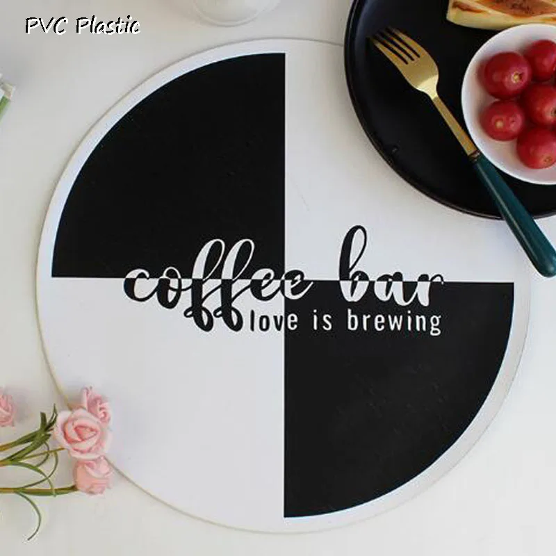 

HOT PVC Plastic round ins heat insulation table place mat pad Cloth coffee tea placemat cup coaster Waterproof oil proof doily