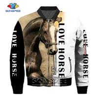 SONSPEE Love Horse 3D Printed Long Sleeve Clothing New  Animal Image Zipper Jacket Men Women's Oversized Graphic Hip Hop Coat