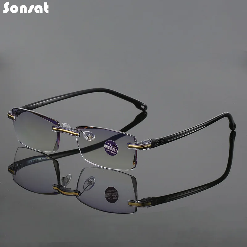 

Очки для чтения для мужчин и женщин, антибликовые, при пресбиопии, без оправы, винтажные, с диоптриями + 1,0 1,5 2,0 2,5 3,0 3,5