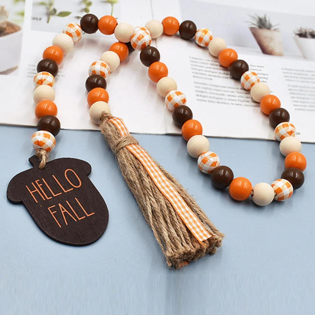 

Twine Tassel Beaded Pendant Home Wall Decor Hanging Wood Ornament Wooden Beads Garland Farmhouse