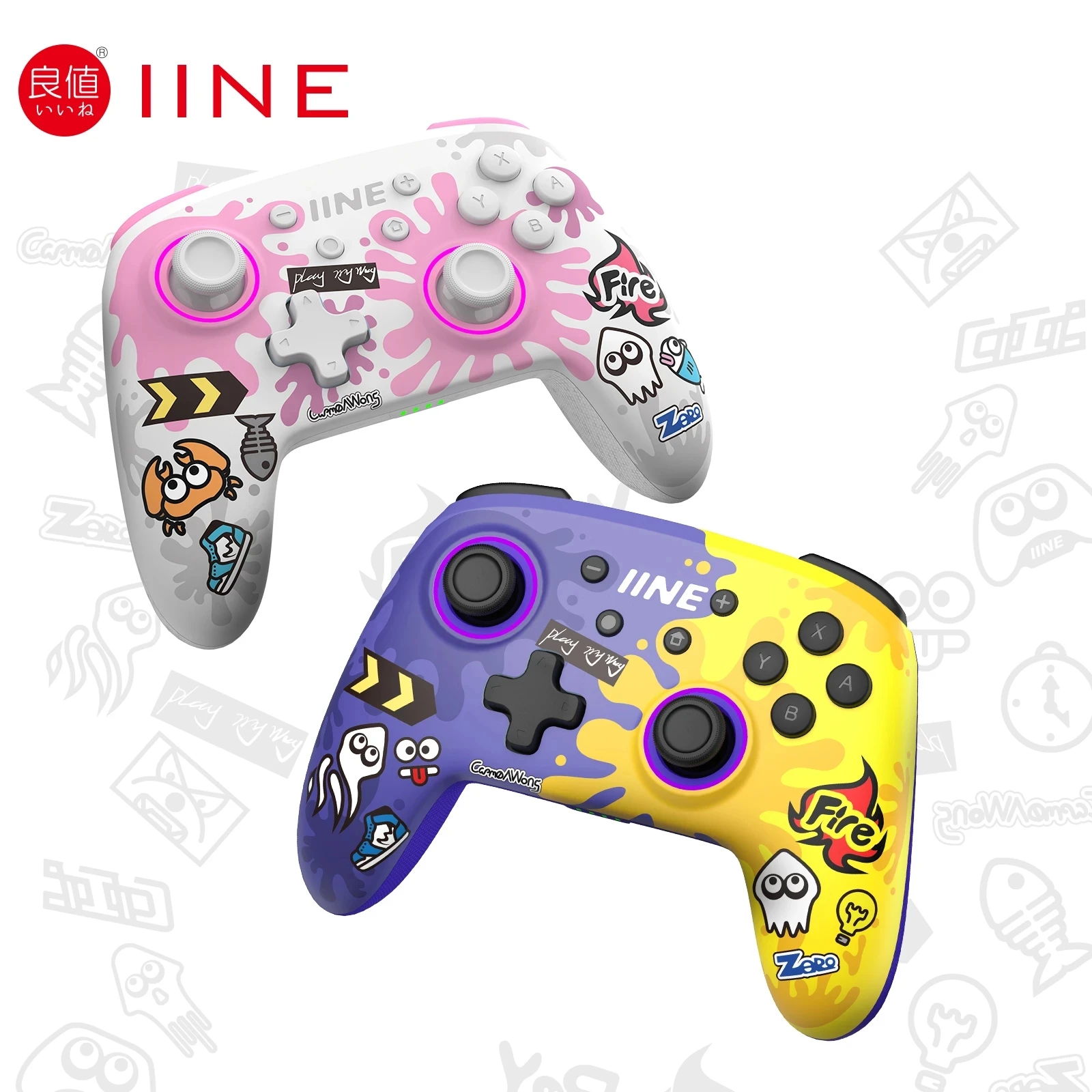 

IINE Splatoon Exclusive Wireless Controller Wake Up Support NFC Amiibo Compatible Nintendo Switch/Switch lite/Switch OLED