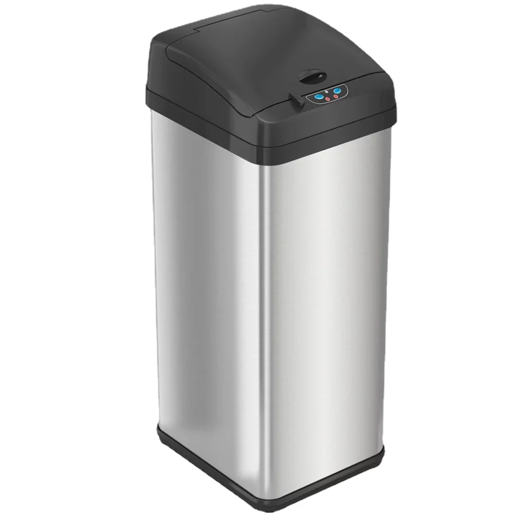

Square Automatic Sensor 13 gal Trash Can, Stainless Steel smart trash can kitchen trash bin