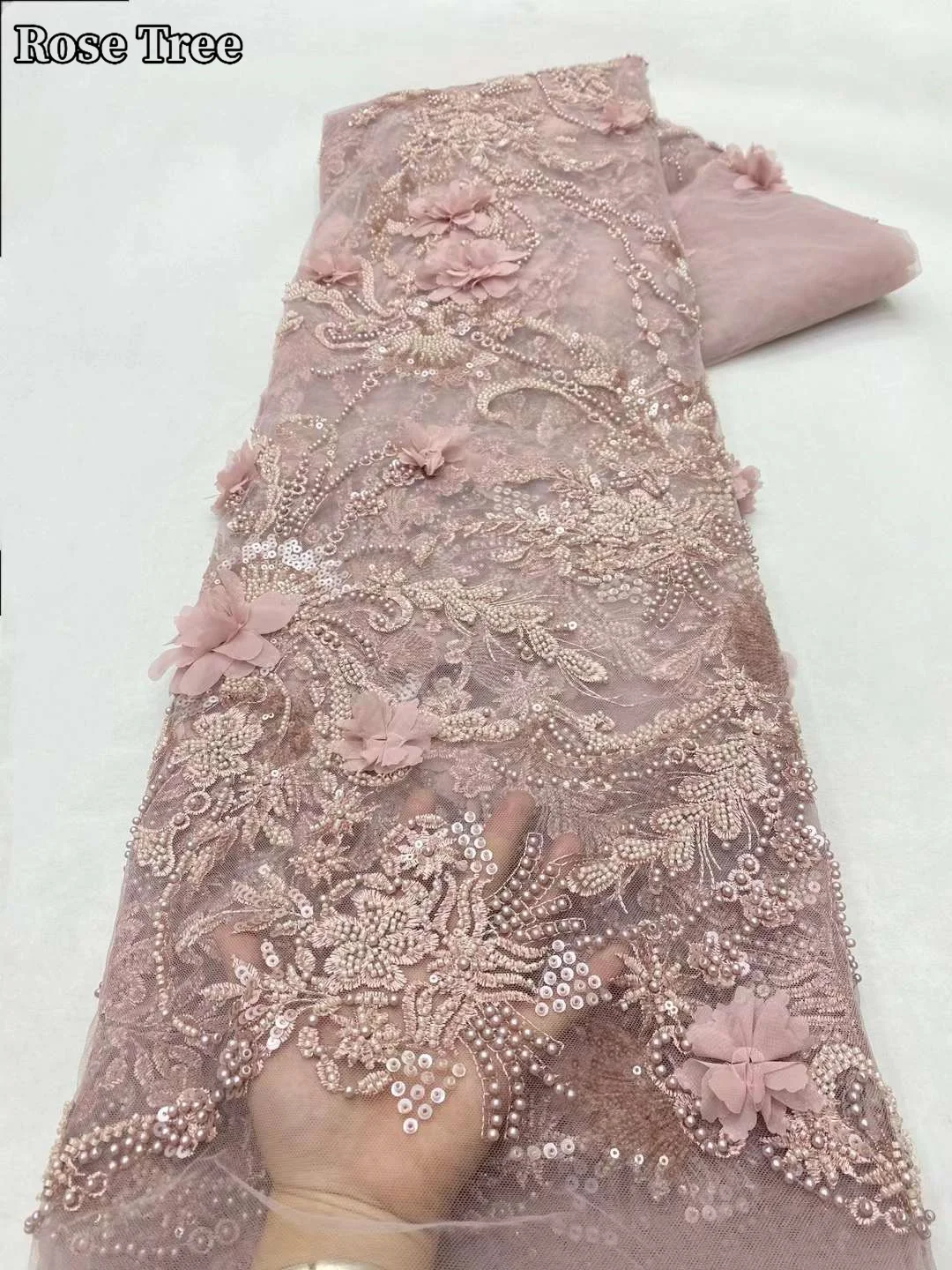 3D Цветочная сетчатая кружевная ткань 2024 Высококачественная африканская