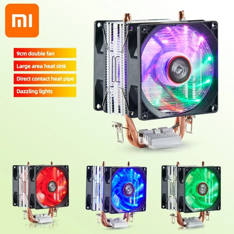 

Xiaomi NEW H1 Dual Heat Pipe CPU Radiator I7/AM4/1366 Desktop Computer CPU Fan 9cm Ultra-Quiet