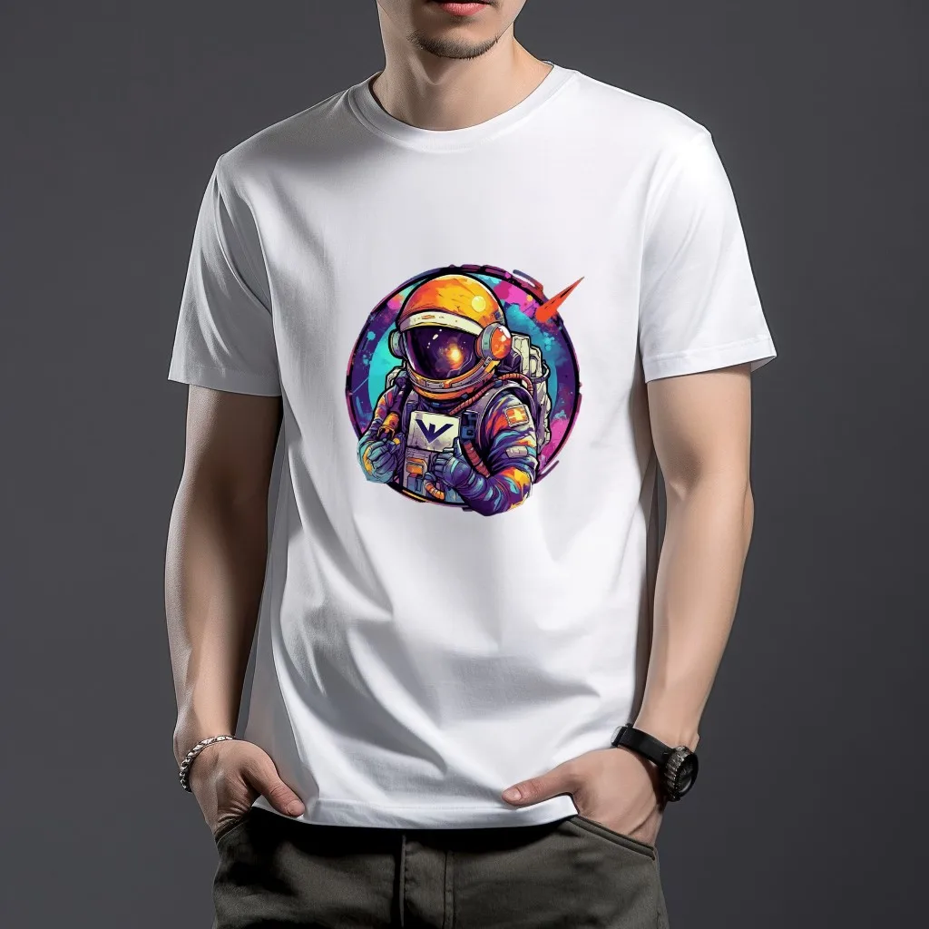 

WSFEC S-4XL Графические футболки для мужчин, одежда, чистый хлопок, короткий рукав, свободный рисунок астронавта, модный дышащий Повседневный Топ