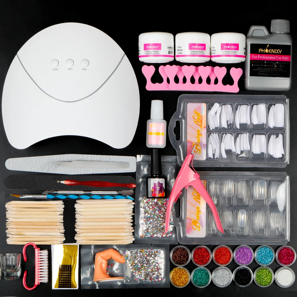 

Nail Supplies For Acrylic Nail Powder Set With Nail Lamp Acrylic Powder Liquid Drill Machine Nail Full Kits Acrylic Manicure Set