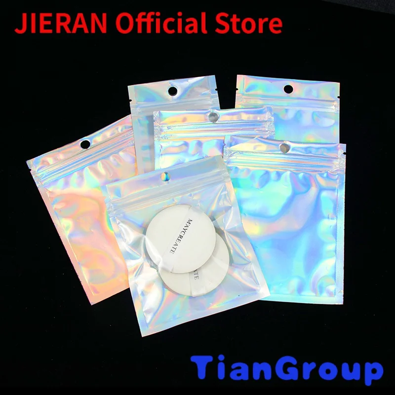 

Custom printed Front Laser holographic mylar plastic three side seal aluminum foil packing bag with zip