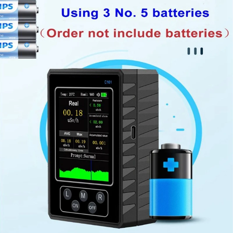 Счетчик Гейгера ручной дозиметр для измерения уровня Beta Gamma радиации с ЖК