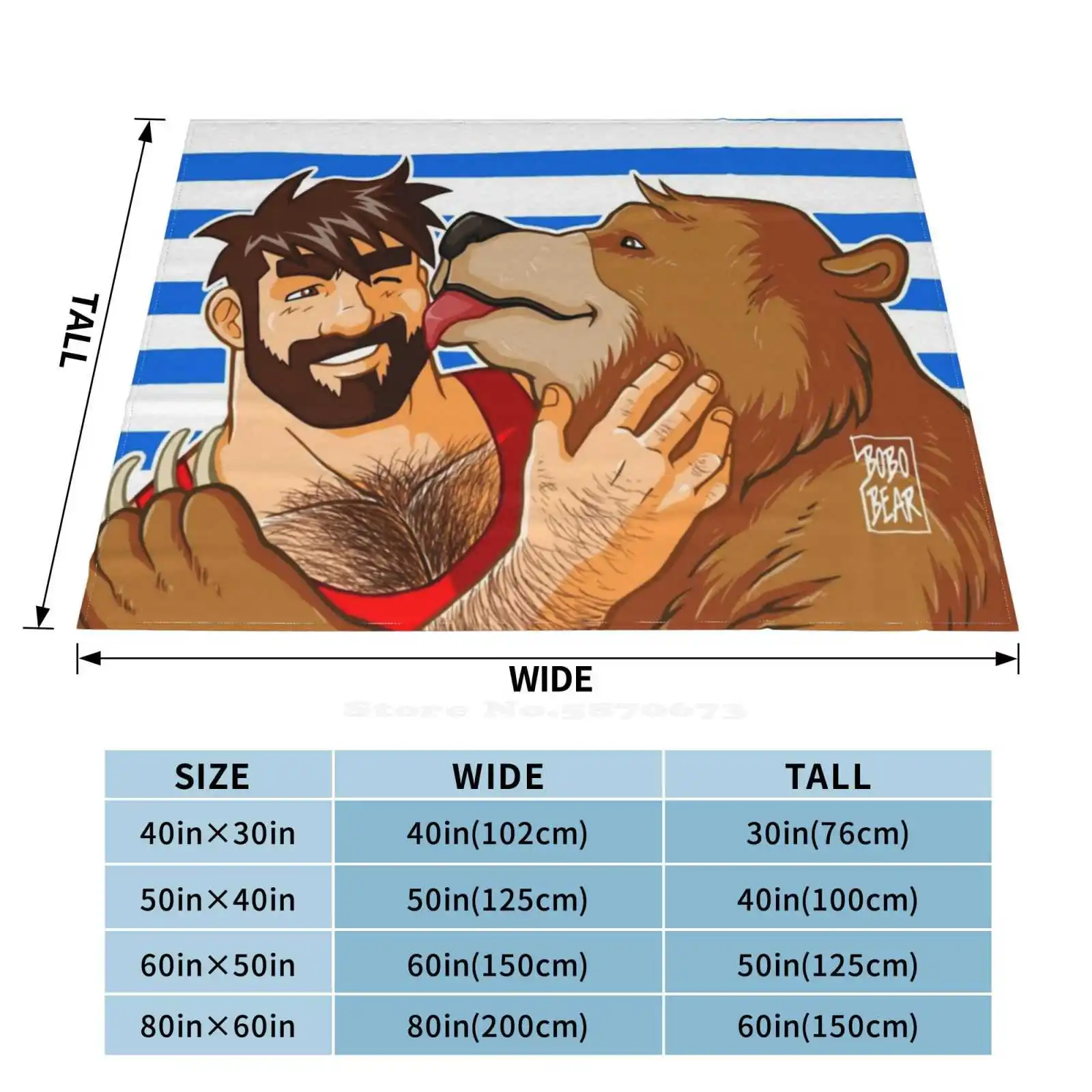 Bear Kiss-Sailor Stripes Модное мягкое теплое фланелевое одеяло Bobobearart Bobo Nisi Gay Art