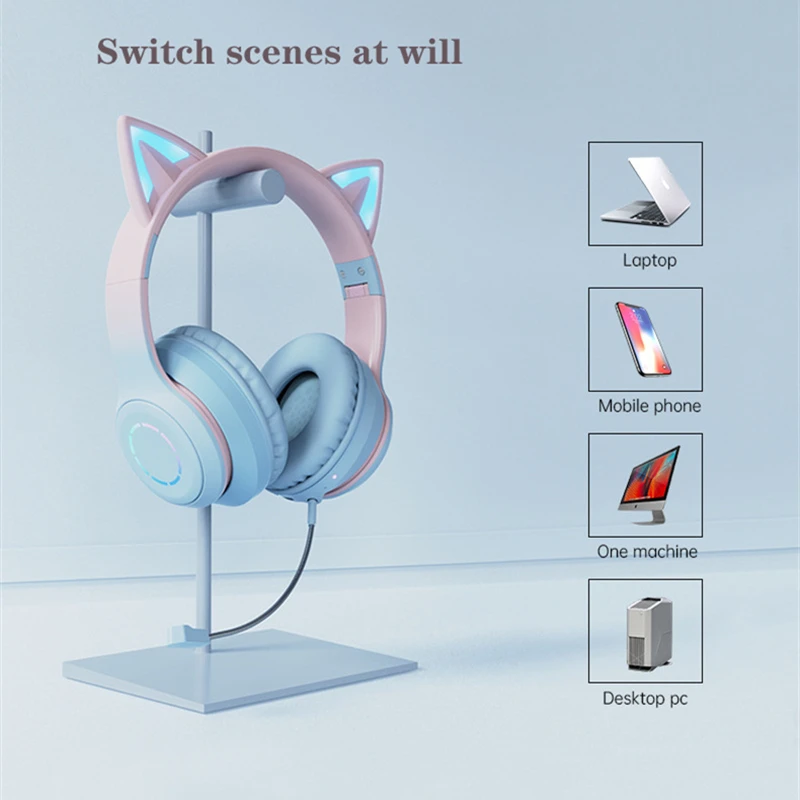 Лучший подарок беспроводные наушники с кошачьими ушками со светодиодной