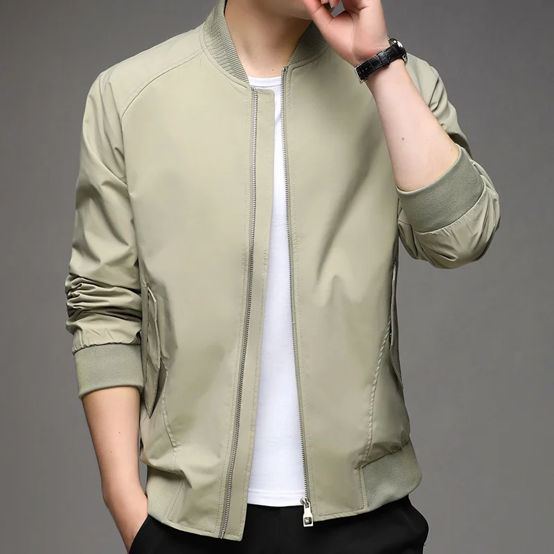 

Spring and Autumn Baseball Collar Jacket Men's Youth Raglan Sleeve Trendy Baggy Coat Men's Cargo Baseball Uniform