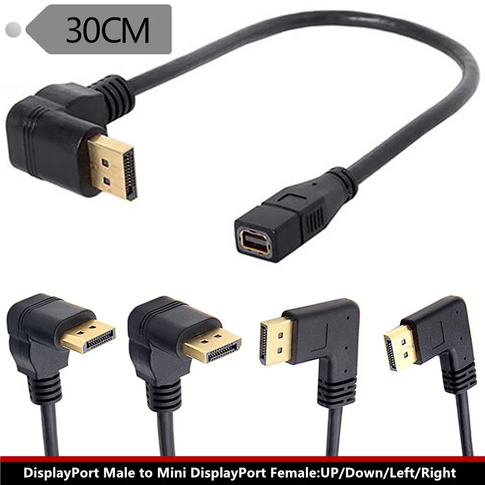 Кабель Mini DisplayPort с прямоугольным 90 градусов 4K при 60 Гц 2K 144 кабель DP папа-мама
