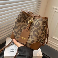 leopard mini pu leather bucket crossbody sling bags for woman 2022 spring luxury brand designer shoulder bag ladies handbags