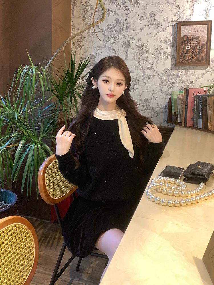 Juicecola Design Sense облегающий свитер с галстуком-бабочкой на шнуровке корейский