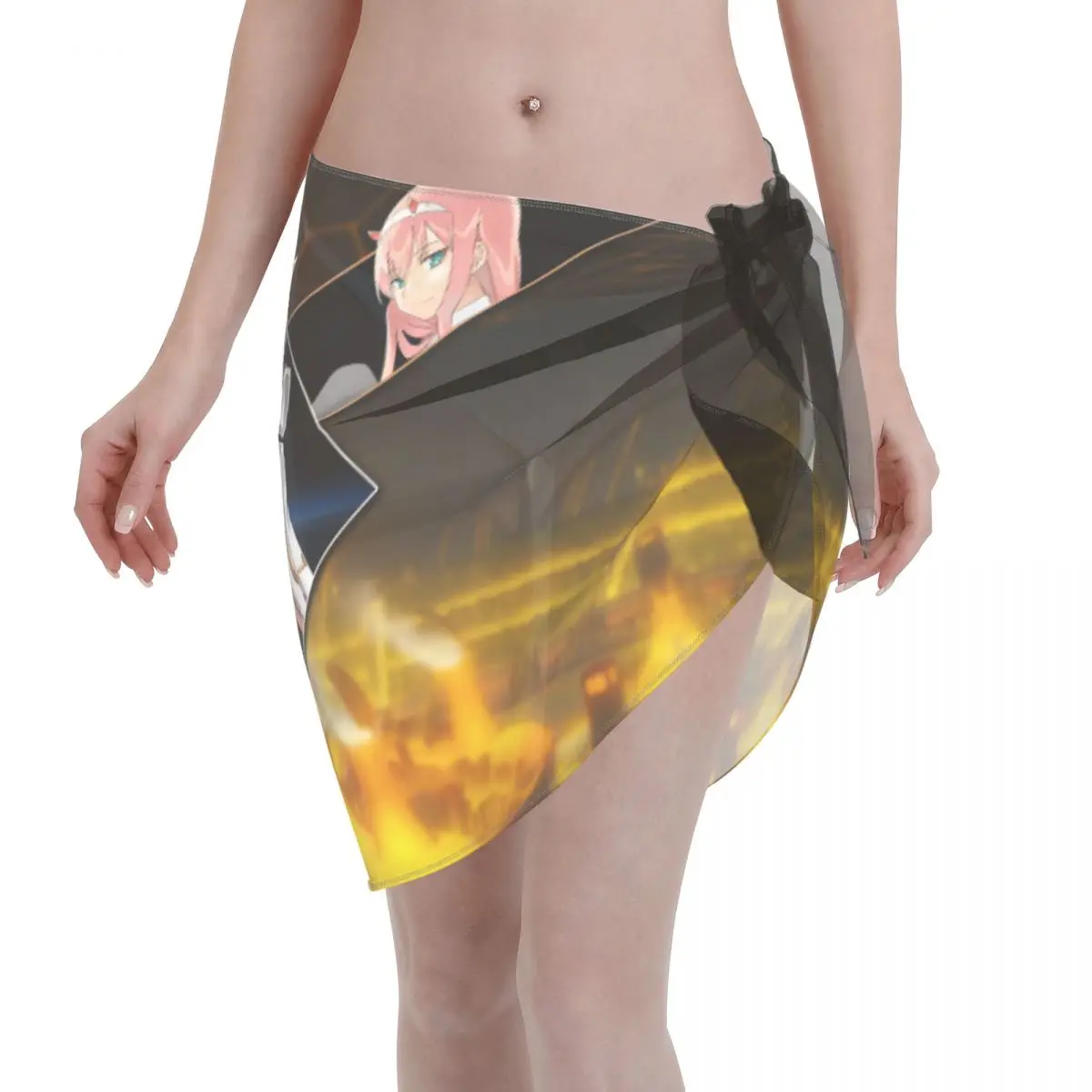 

Darling In The Franxx Zero Two Women Beach Bikini Cover Up Wrap Swimwear Pareo Sarong Anime Bikini Cover-Ups Skirt Swimsuit