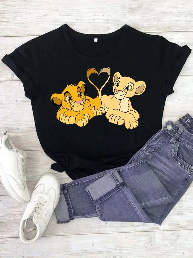 Футболка женская с принтом льва и налы милая Повседневная Свободная рубашка