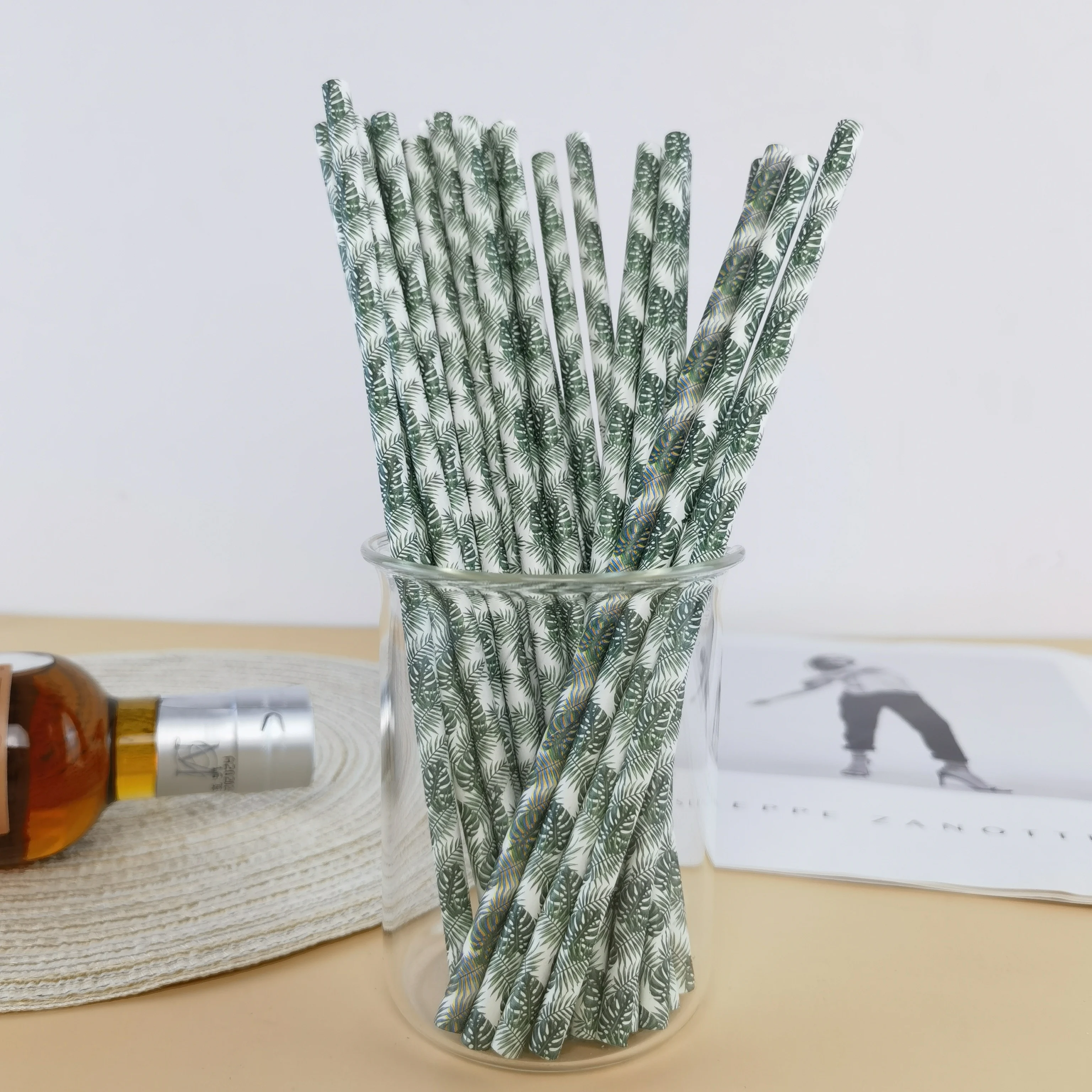 Художественные экологически чистые бумажные соломинки 100 шт. для ресторана бара