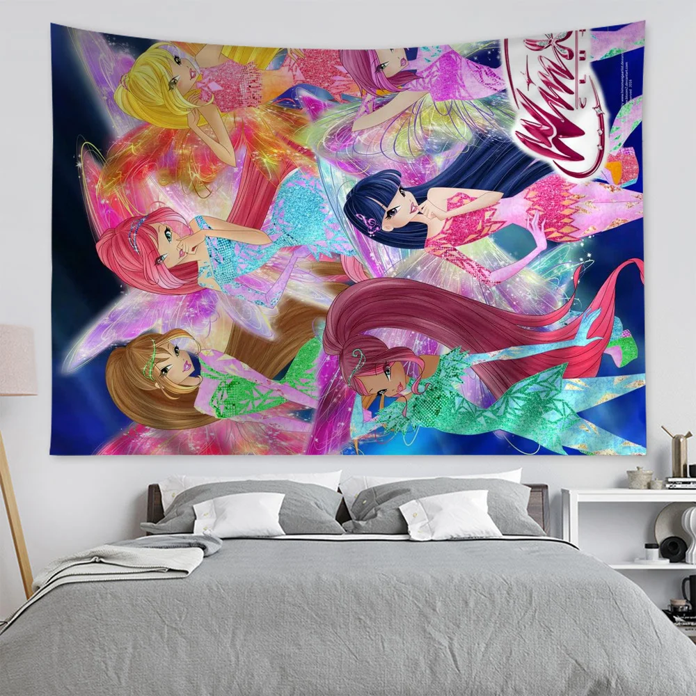Девушка мультфильм W-Winx висящий богемный гобелен настенный Мандала дешевый хиппи