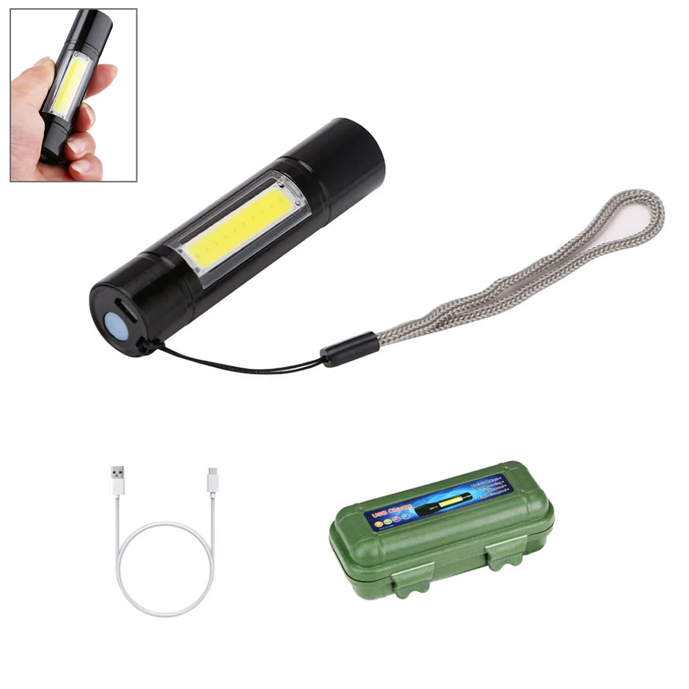

Waterproof Rechargeable Torch Flashlight Portable Super Bright XPE+COB With Box Smart USB Charging Outdoor Camping Flash Light