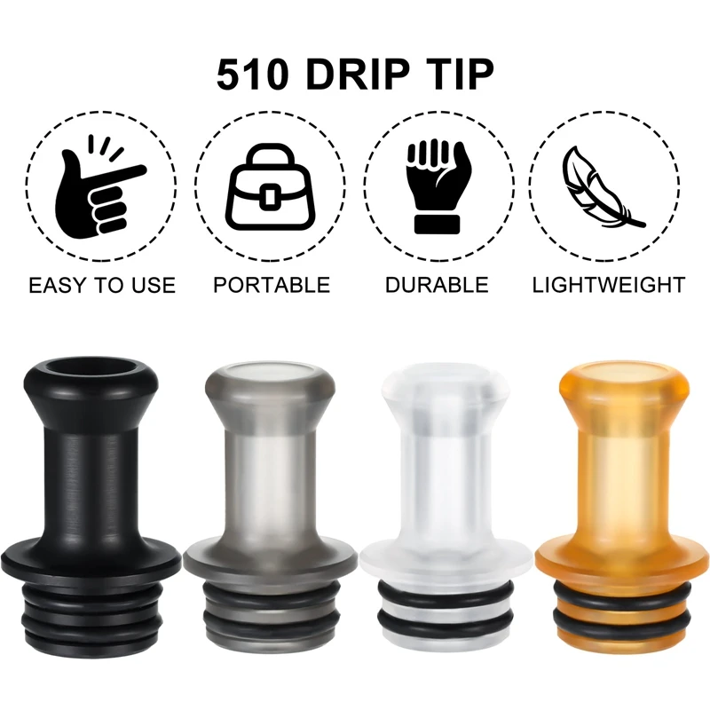 

510 Drip Tip Mtl PEI Ultem Stainless Steel Long Vape Tip Heat Resistance Mouthpiece for Flash E Vapor RTA Ecig Accesories