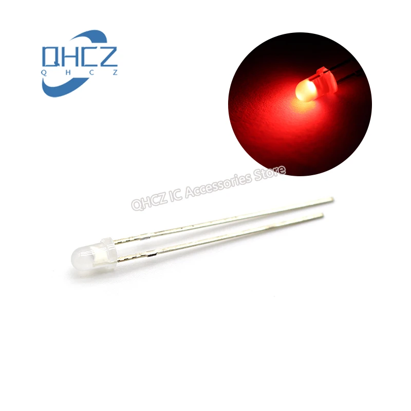 

100pcs LED 3MM red emerald green Light two-color stepless F3 fog-like two feet super bright and transparent