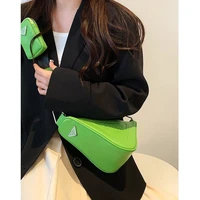 women summer fashion niche design shoulder messenger bags elegant ladies casual triangle small bag versatile green purse pouch