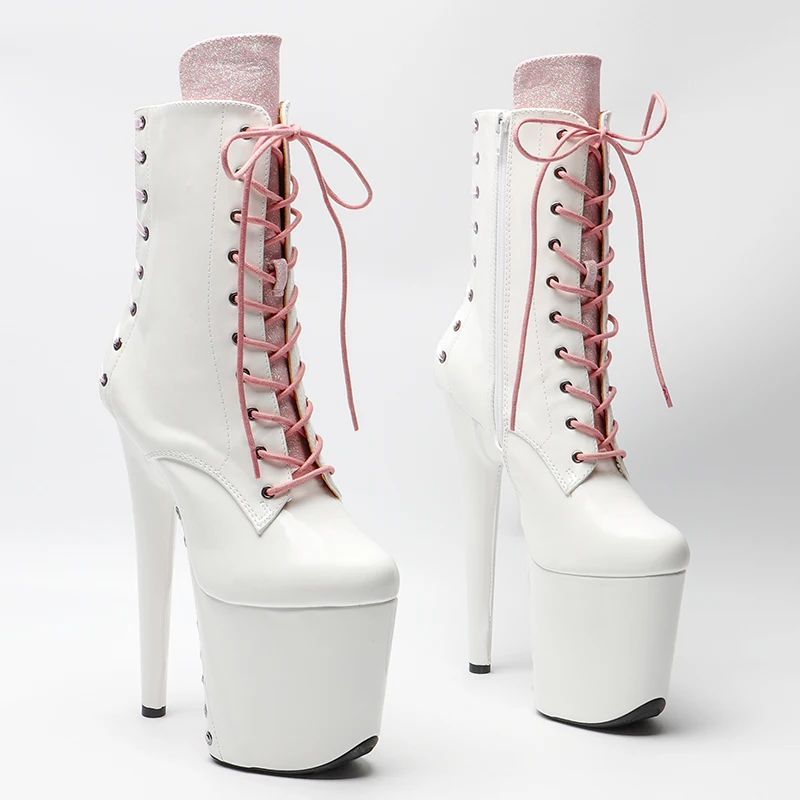 Leecabe 20CM/8inches Patent PU Pole dancing shoes High Heel platform Boots  Pole Dance boots