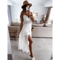 2021 sexy sling stitching casual one piece outfit summer ins home holiday hollow out jumpsuits women boho elegant solid loose