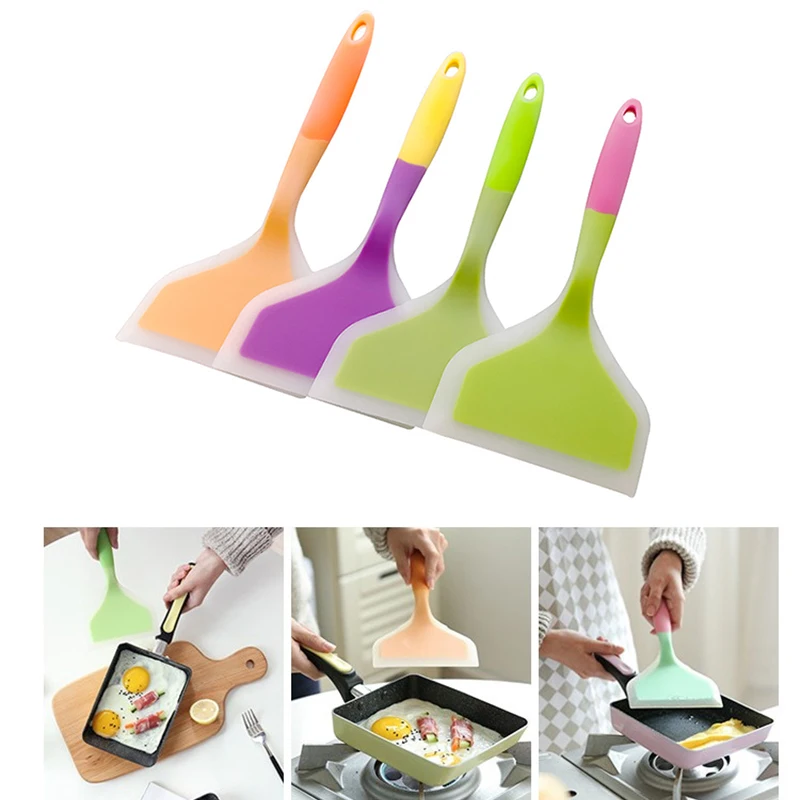 

Food Grade Silicone Heat Resistant Turners Steak Shovel Non Stick Wide Pizza Cake Spatula Kitchen Turners Tools 12*26cm