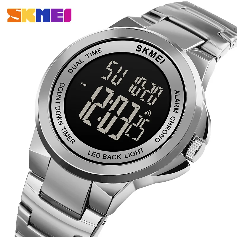 

SKMEI Mens Digital Wristwatches 2 Time Stopwatch Men Sport Watch Fashion LED Men Watches Waterproof Hour relogio masculino 1712