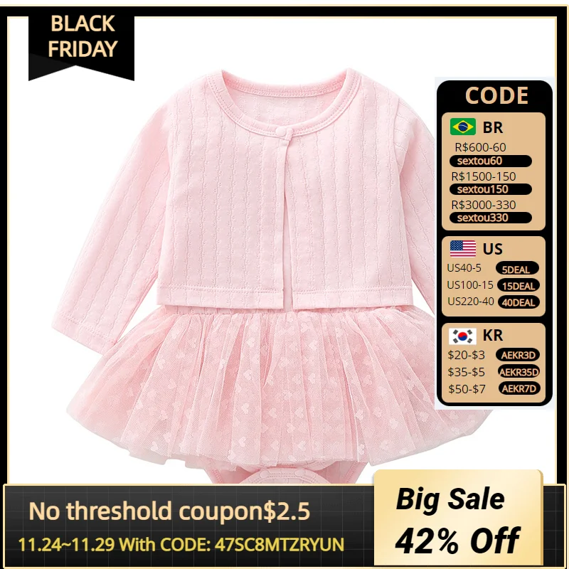 

Костюм для новорожденных малышей, костюм с юбкой Ha, комплект из 2 предметов, рубашка + вязаный кардиган, платье для альпинизма, тонкая стильна...