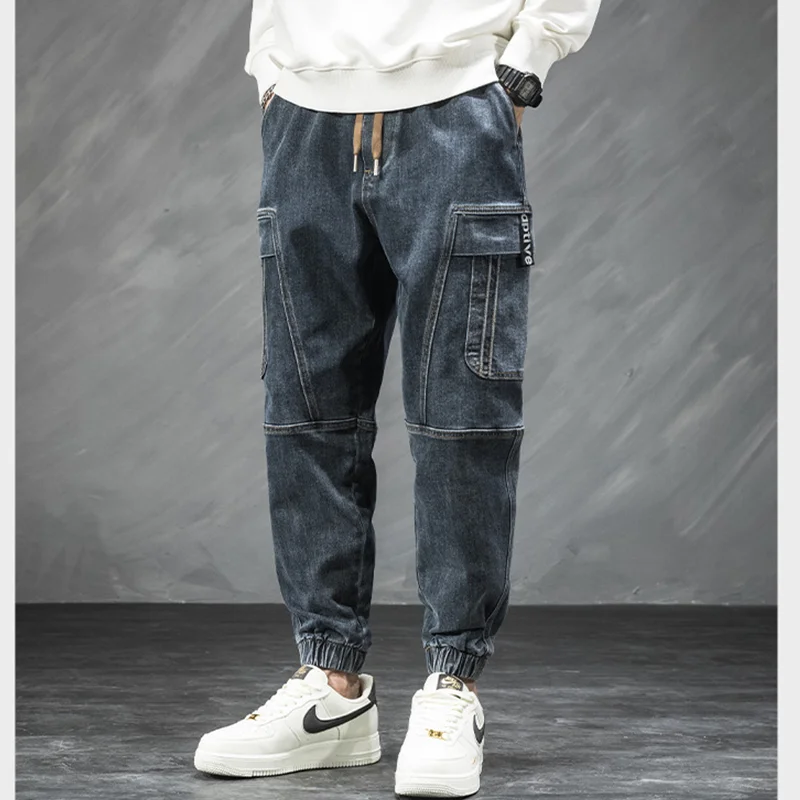 Men Clothing Autumn and Winter Straight Loose Cylinder Cargo Pants Versatile Comfortable Bluish Grey Harun Large Trousers Women