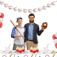 sports baseball game birthday party paper baseball ball shaped wall hanging banner flags baby shower party decorating supplies