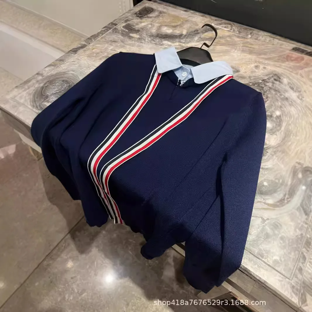 Осень 2024. Новинка! Женский двухсекционный вязаный свитер TB Fake с галстуком для