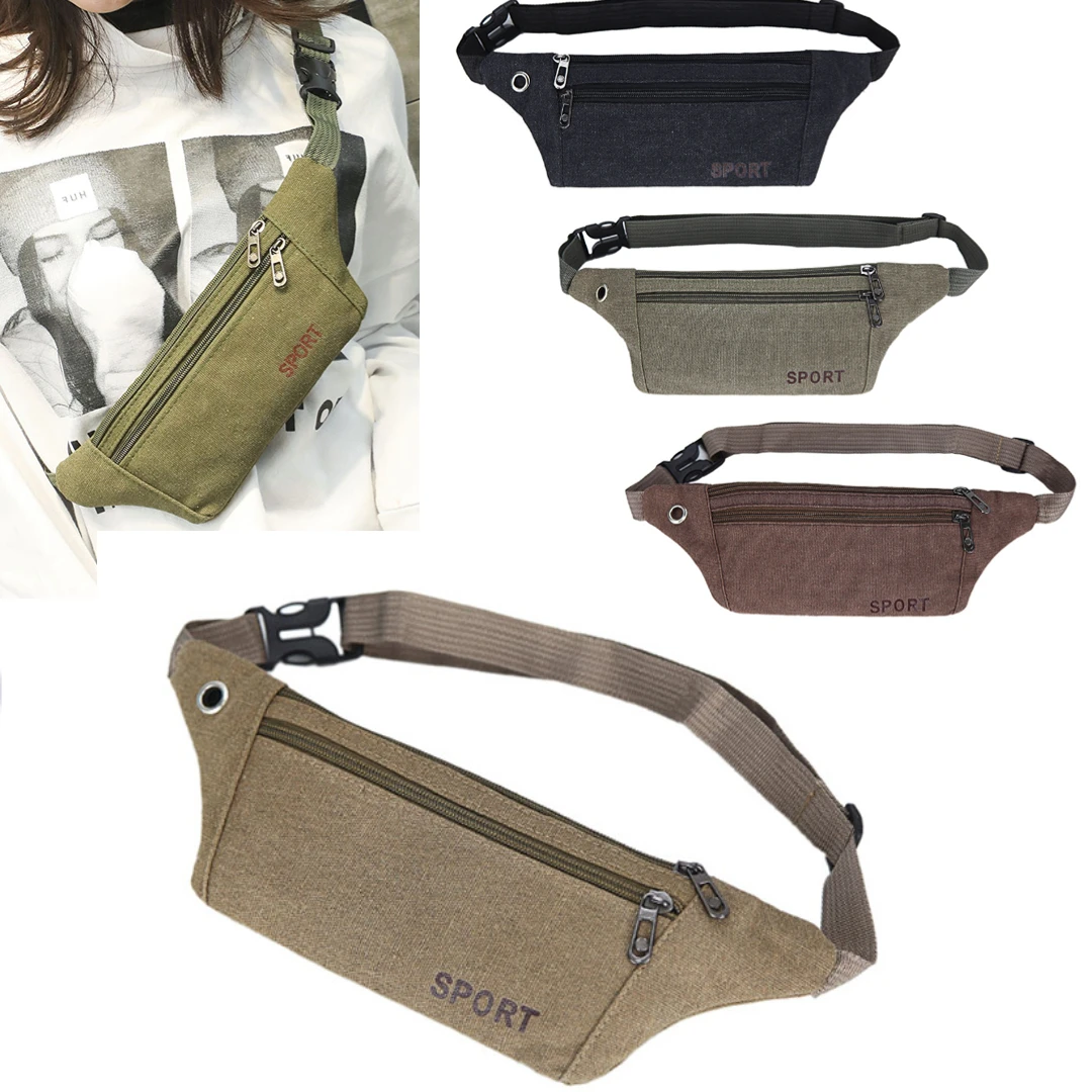 

Men's Chest Sports Fitness Small Bag Wallet Waist Canvas Bag Bag Multi-compartment Bag Bag Phone Cloth Multi-functional Mobile